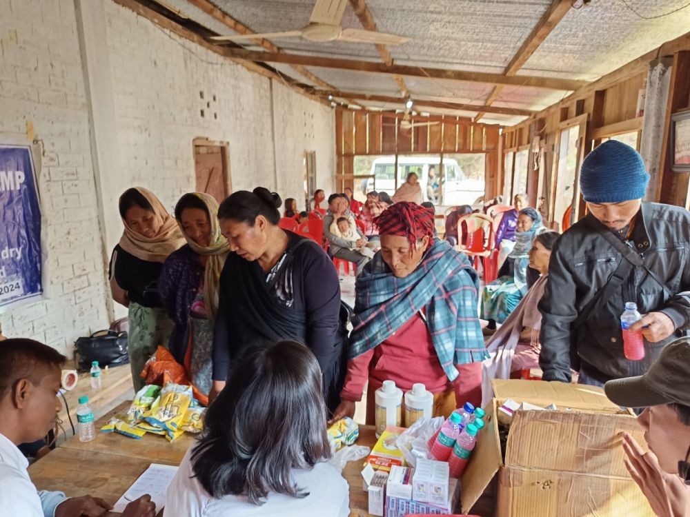 Animal health camp conducted during the awareness programme conducted by KVK Peren, ICAR RC for NEH Region, Nagaland Centre, Jalukie, on February 9.